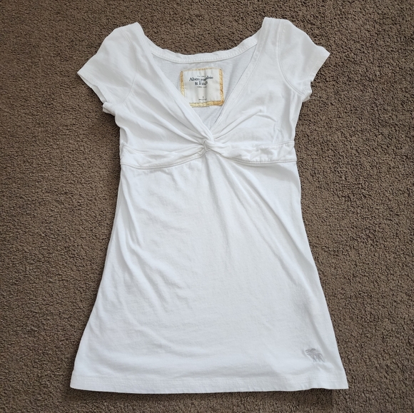 Y2K White Twist Front Babydoll Top, Women's Small - Picture 2 of 11